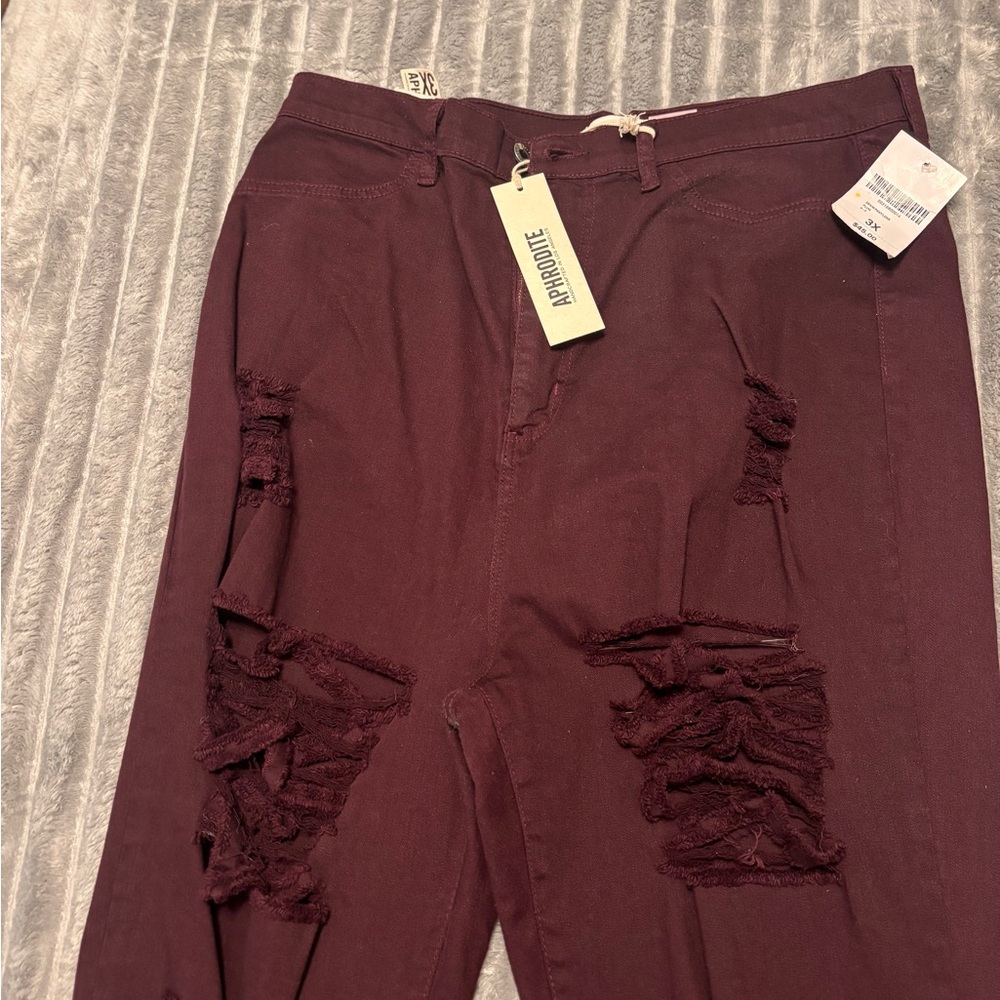 Forever 21 Burgundy Distressed Pants